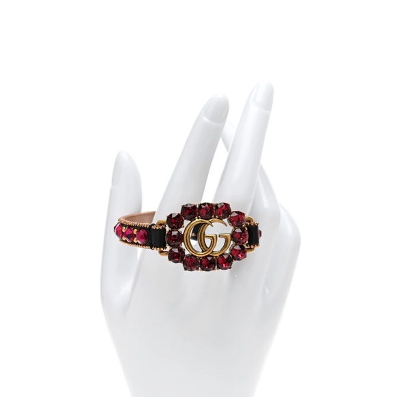 GUCCI Calfskin Gold & Crystal GG Bracelet - Picture 3 of 6